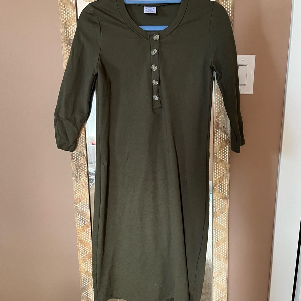 Olive Green Button-Up Dress